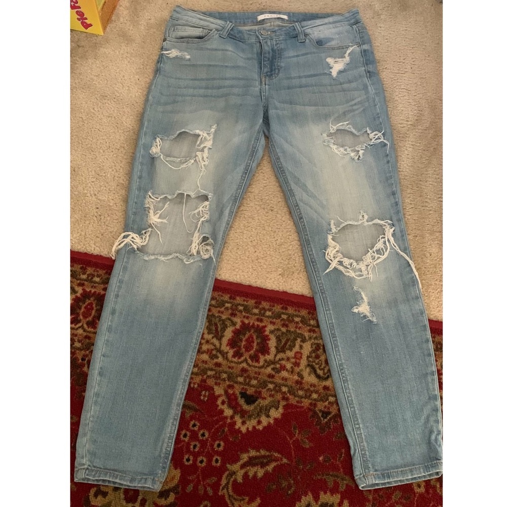 Low rise light blue skinny ankle jeans